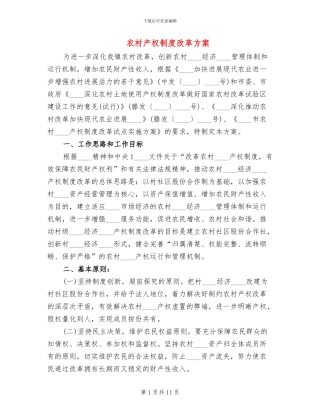 农村产权制度改革方案