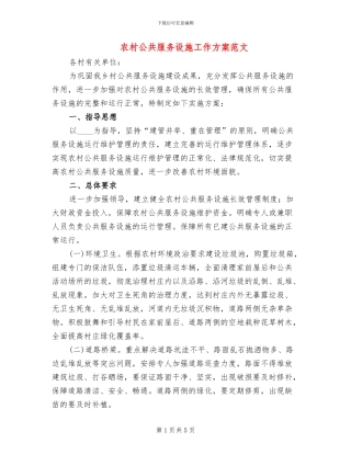 农村公共服务设施工作方案范文