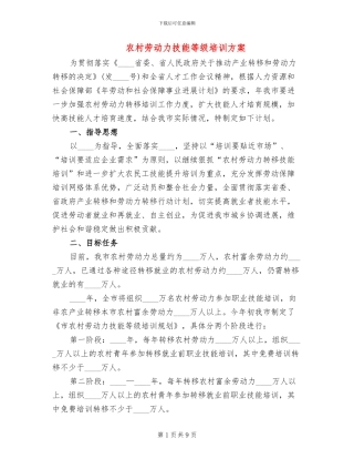 农村劳动力技能等级培训方案