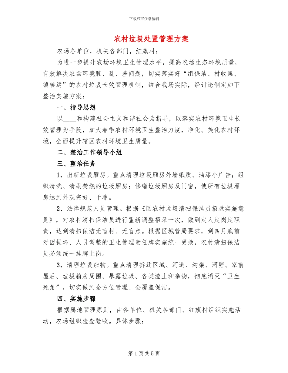 农村垃圾处置管理方案_第1页