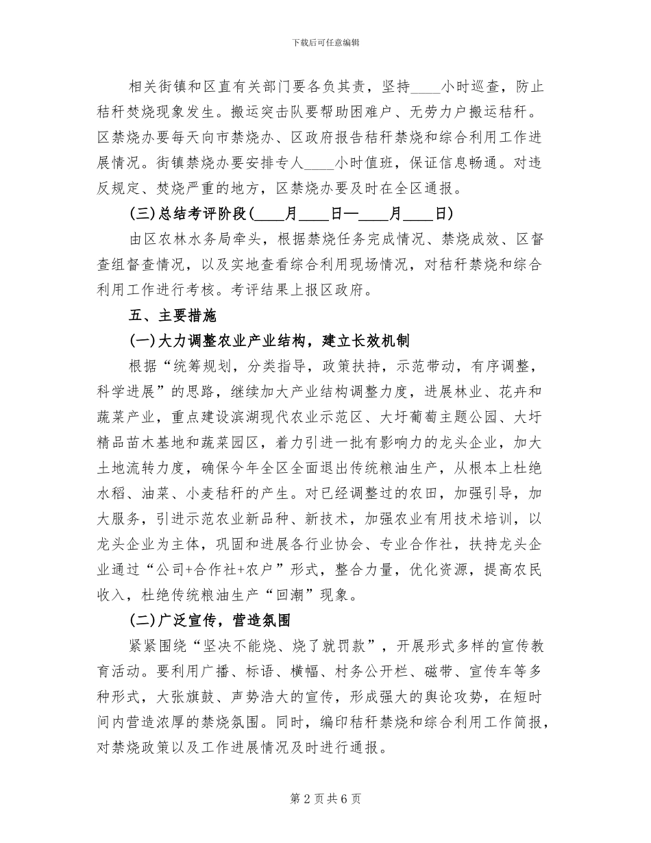 农村秸秆禁烧和利用企划方案_第2页