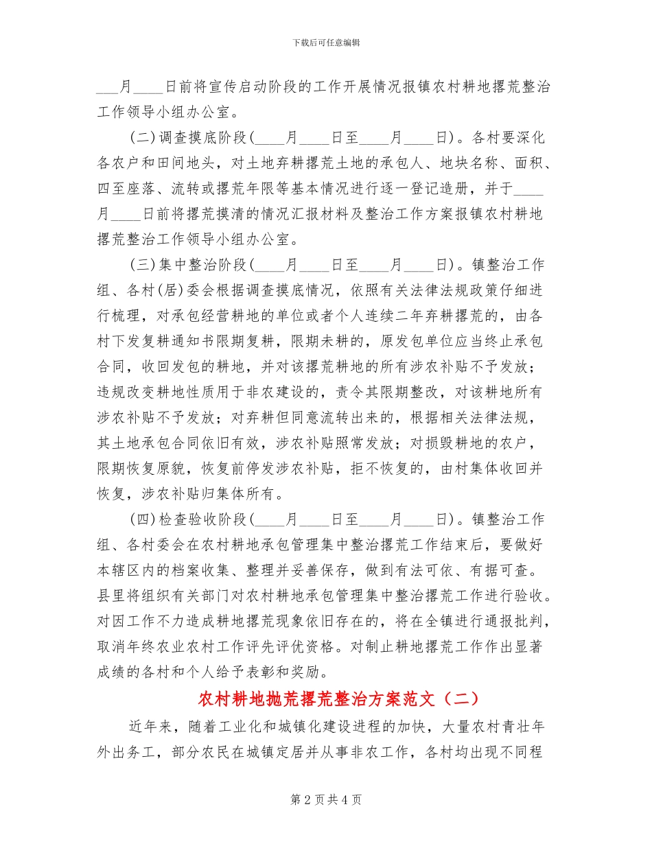 农村耕地抛荒撂荒整治方案范文_第2页