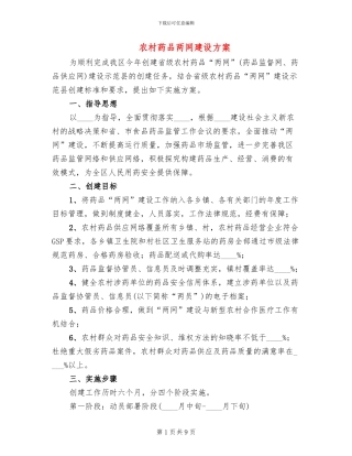 农村药品两网建设方案