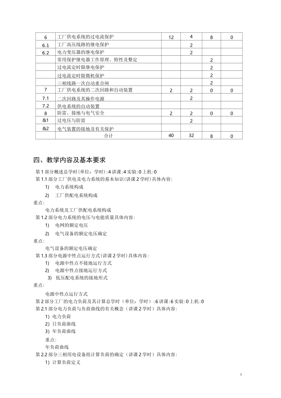 工厂供电教学大纲_第3页
