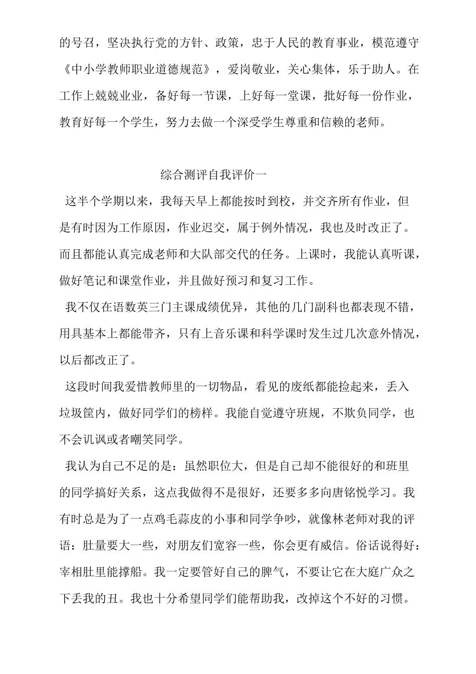 师德师风自我评价_第2页