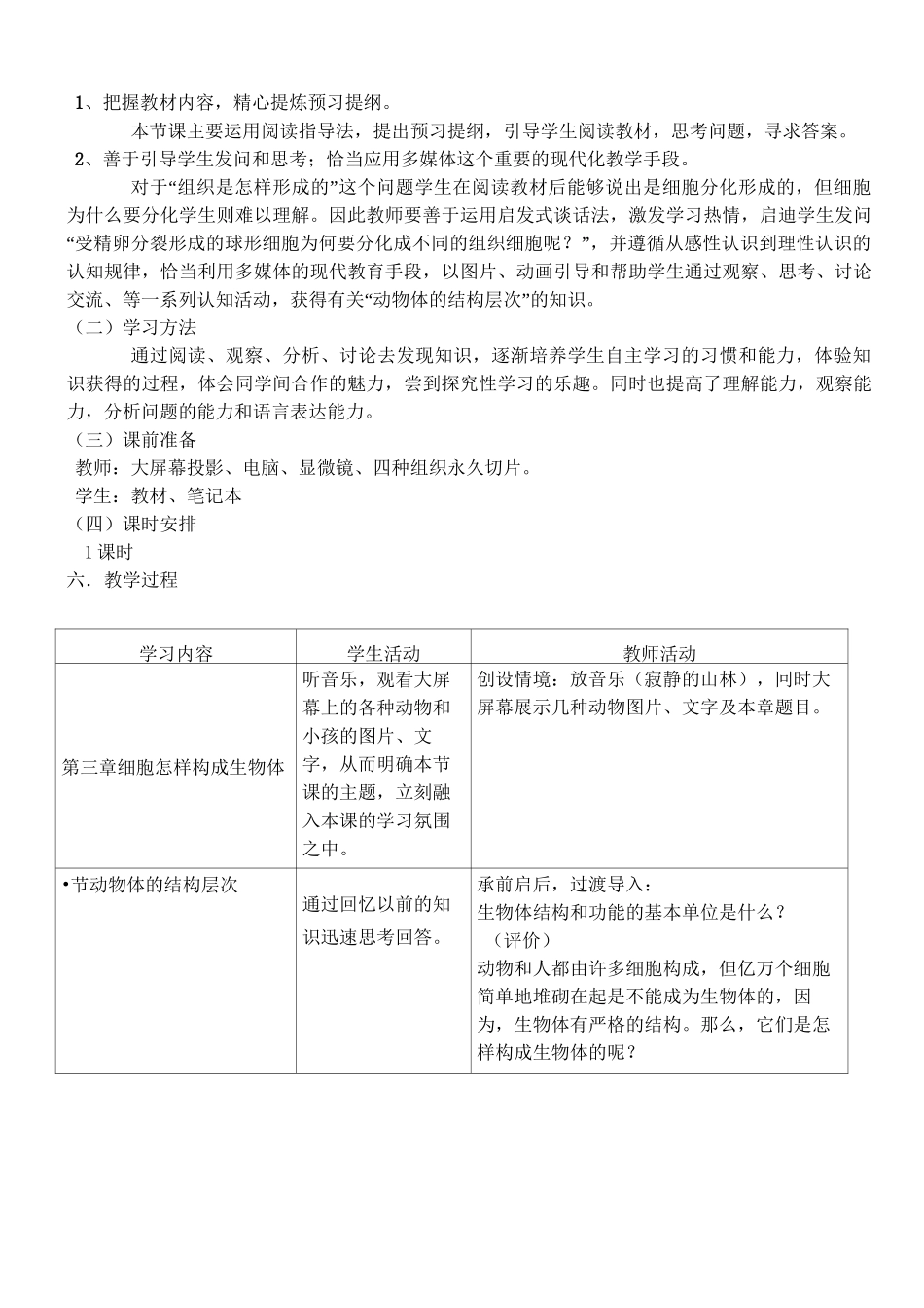 动物体的结构层次_教学设计_第2页