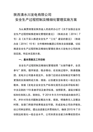 电厂精细化管理实施方案