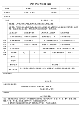 施工作业作业票申请表