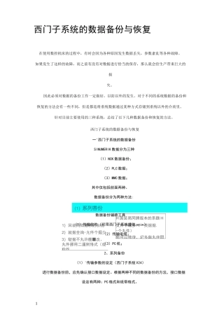 西门子系统的数据备份与恢复