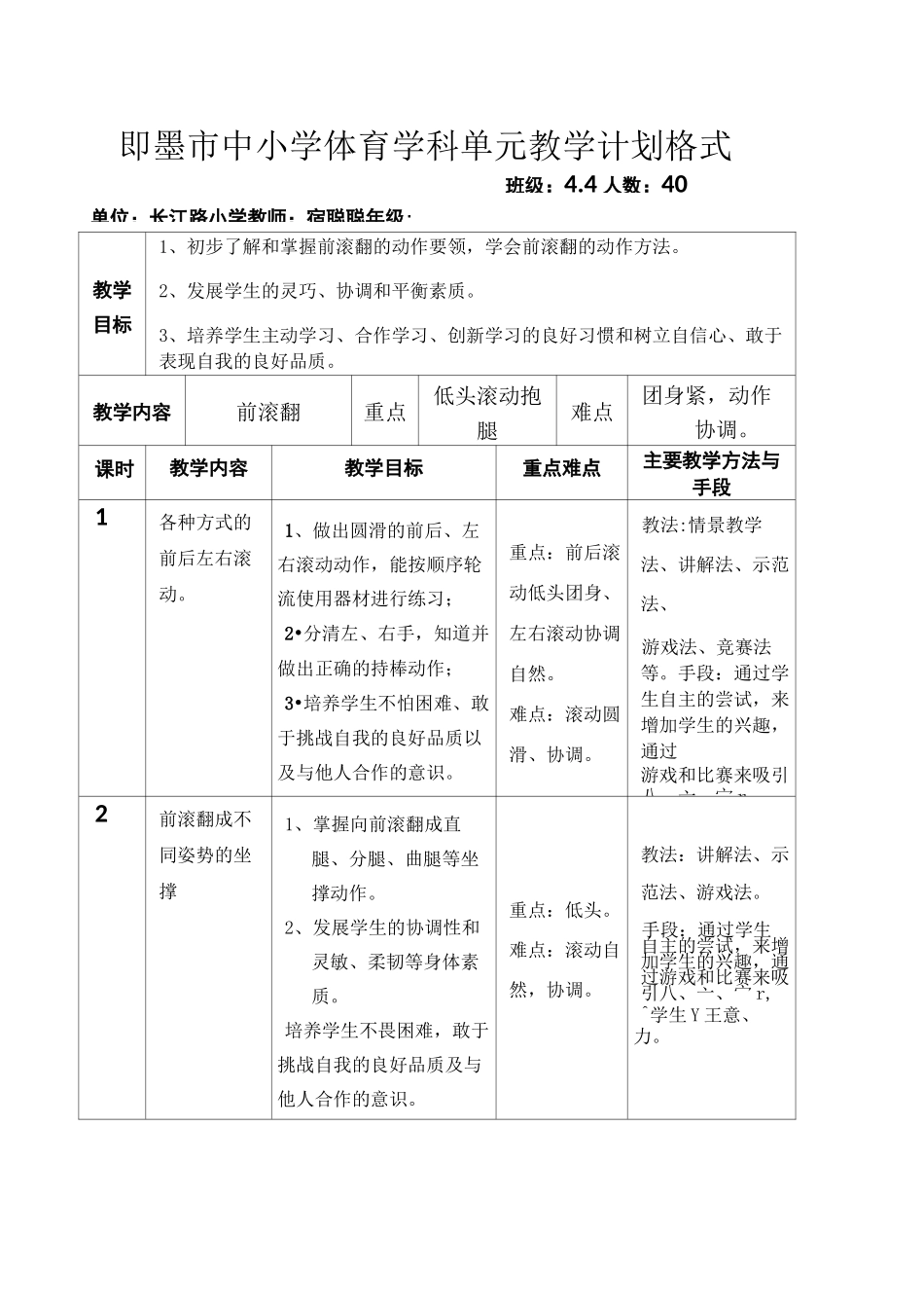 前滚翻优质课教案_第2页