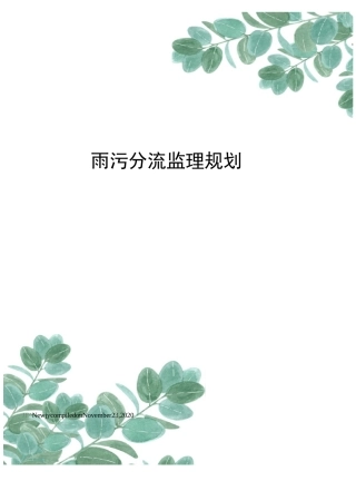 雨污分流监理规划