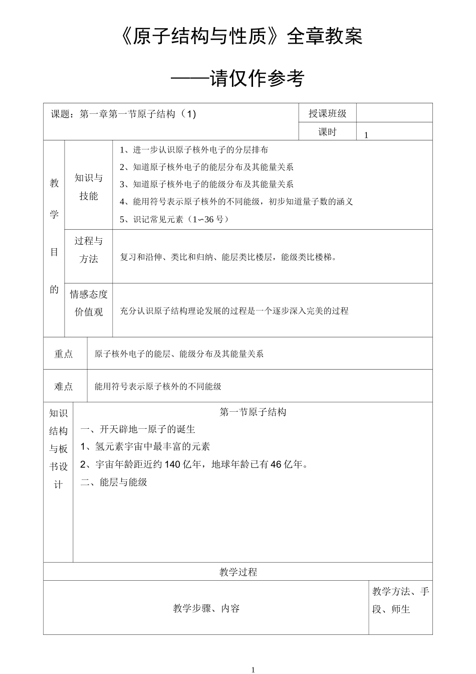 《原子结构与性质》全章教案_第1页