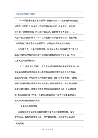 2020风险评估报告