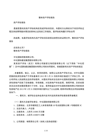 整体资产评估报告