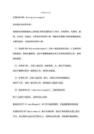 实验室试剂分类