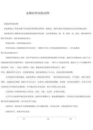 金属拉伸试验试样 GB 6397-86