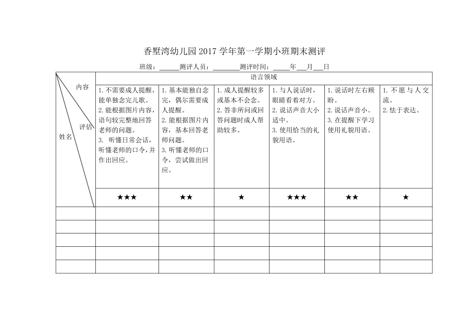 小班幼儿期末测评表_第2页