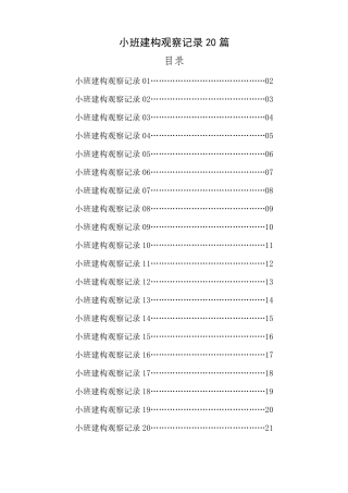 小班建构观察记录20篇