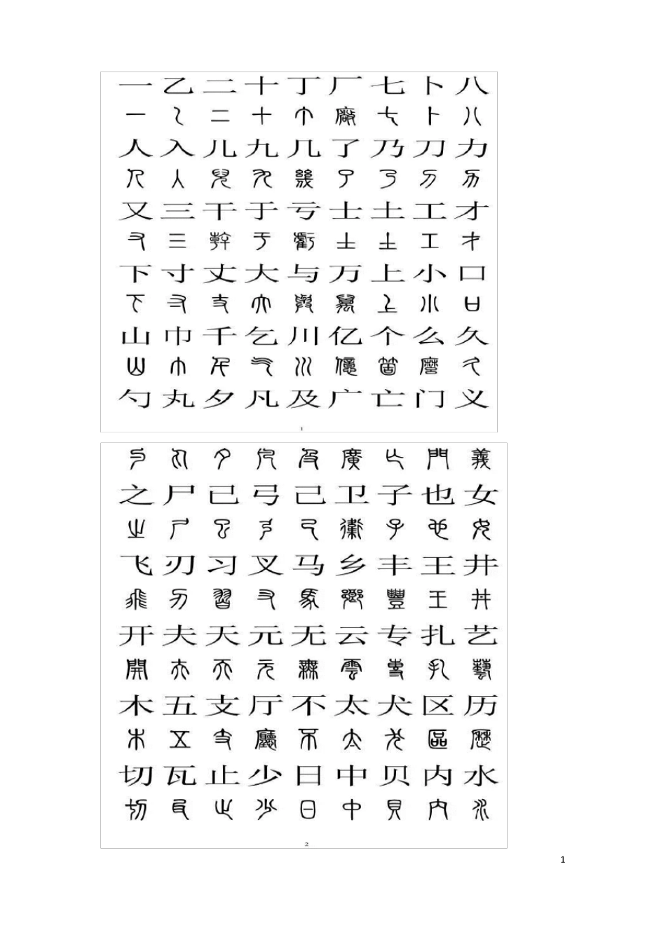 小篆与汉字对照表_第1页