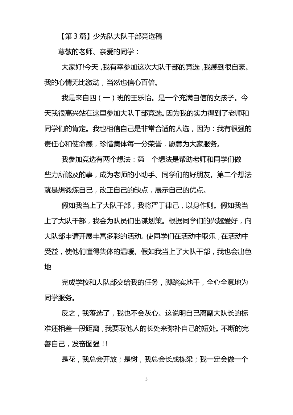 少先队大队干部竞选稿_第3页