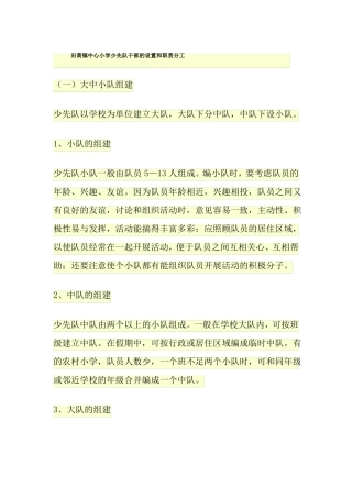 少先队干部的设置和职责分工