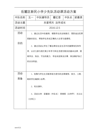 少先队活动课活动及方案