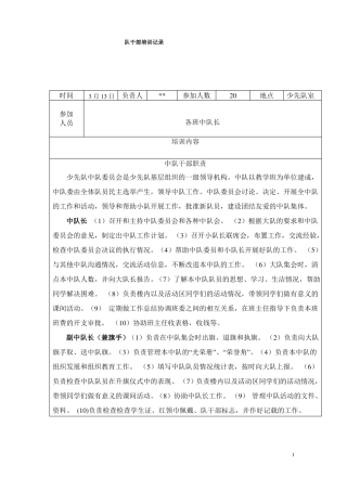 少先队队干部培训记录