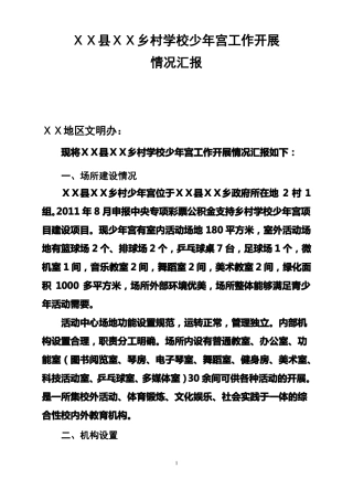 少年宫工作开展情况汇报