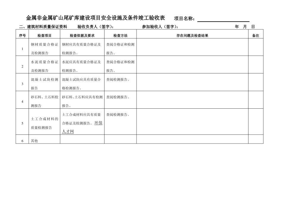 尾矿库安全设施及条件竣工验收表_第2页
