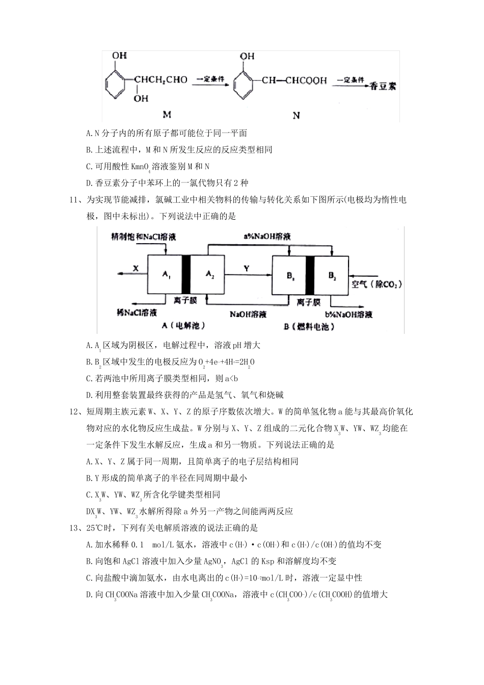 山东济南2018届高三5月针对性练习二模理综化学试题版含答案_第2页