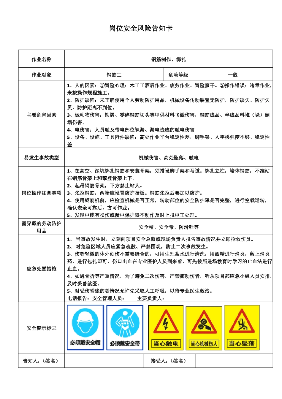 岗位安全风险告知卡---施工现场_第3页