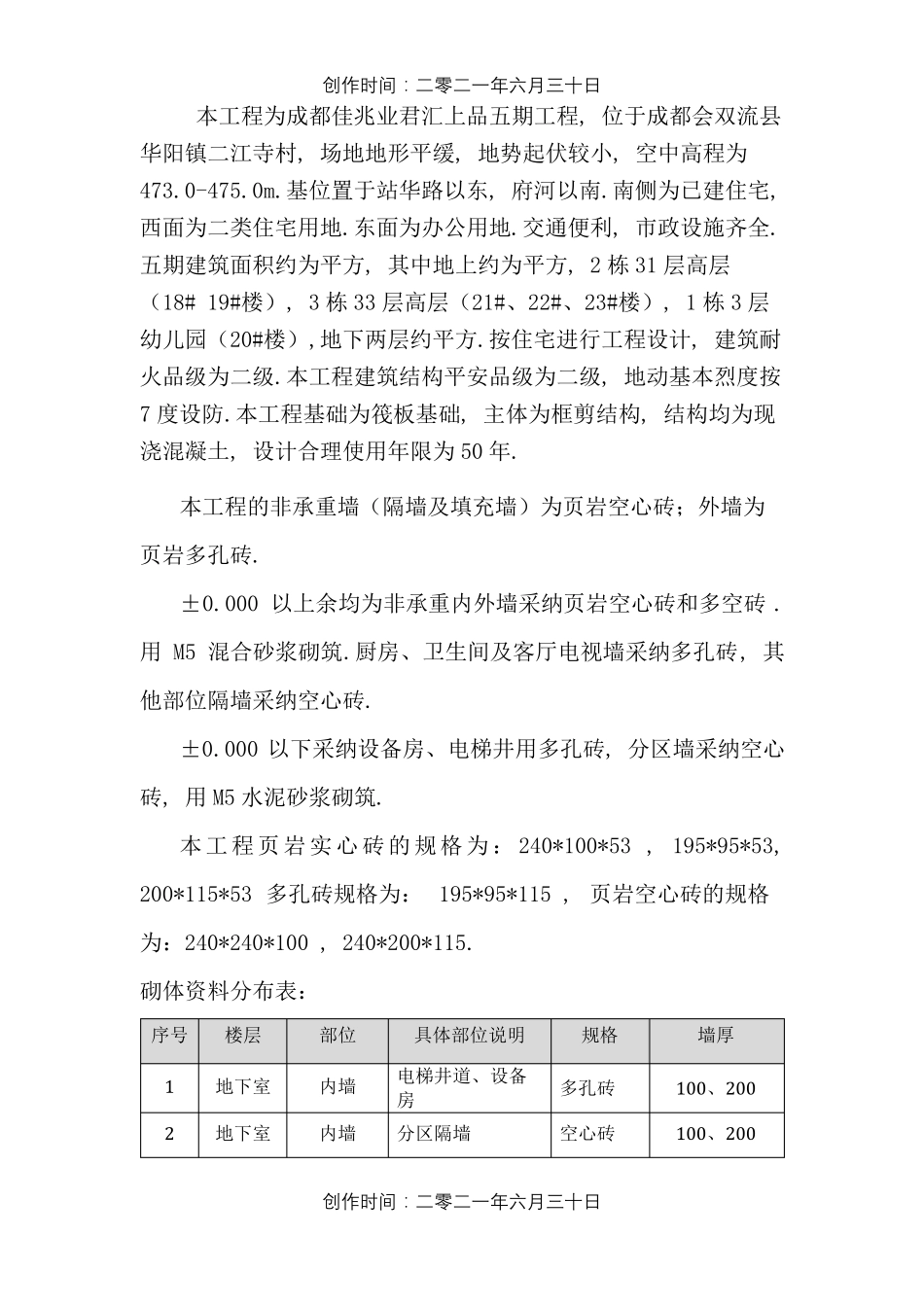 岩砖砌筑施工方案__第2页