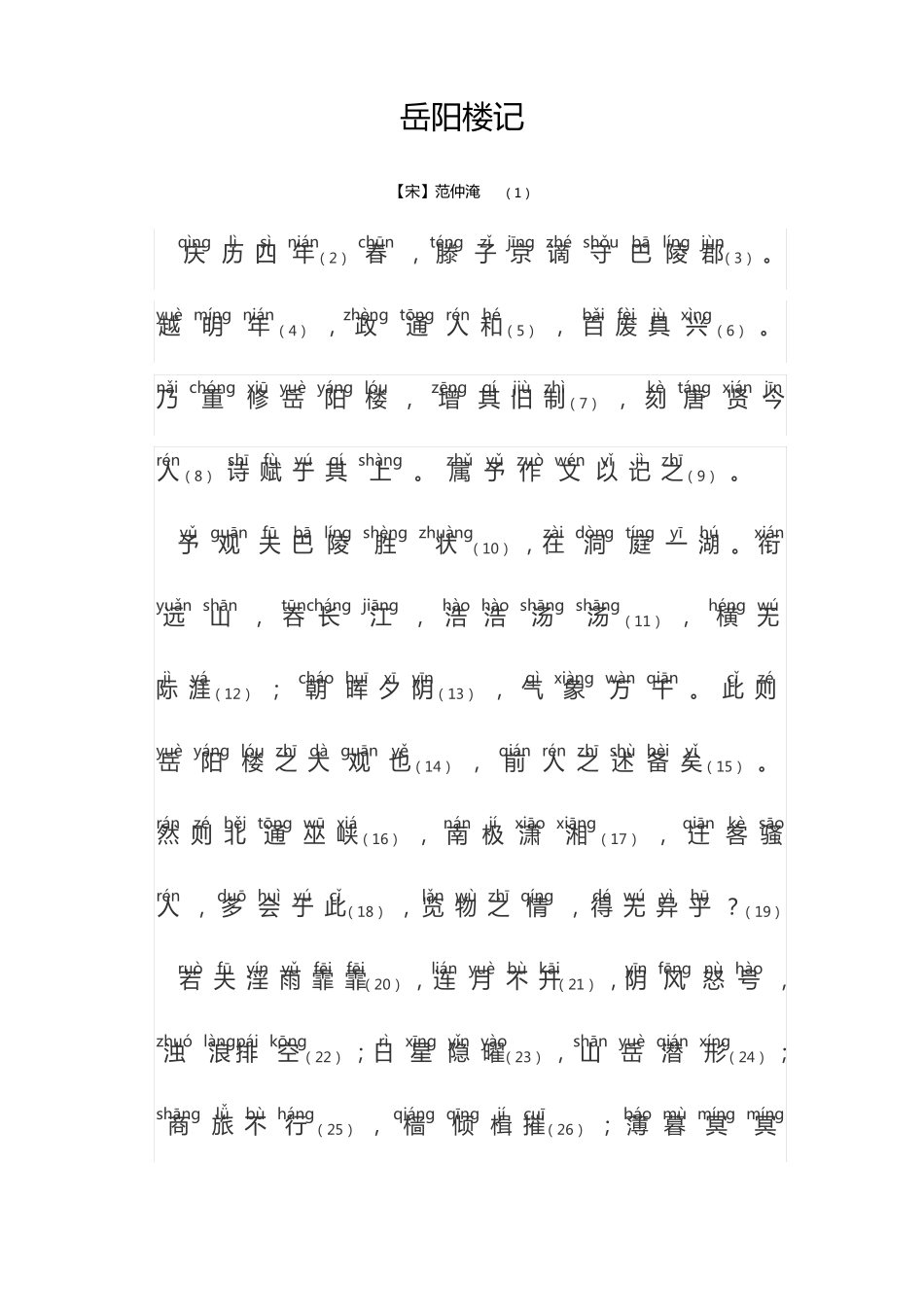 岳阳楼记拼音版_第1页