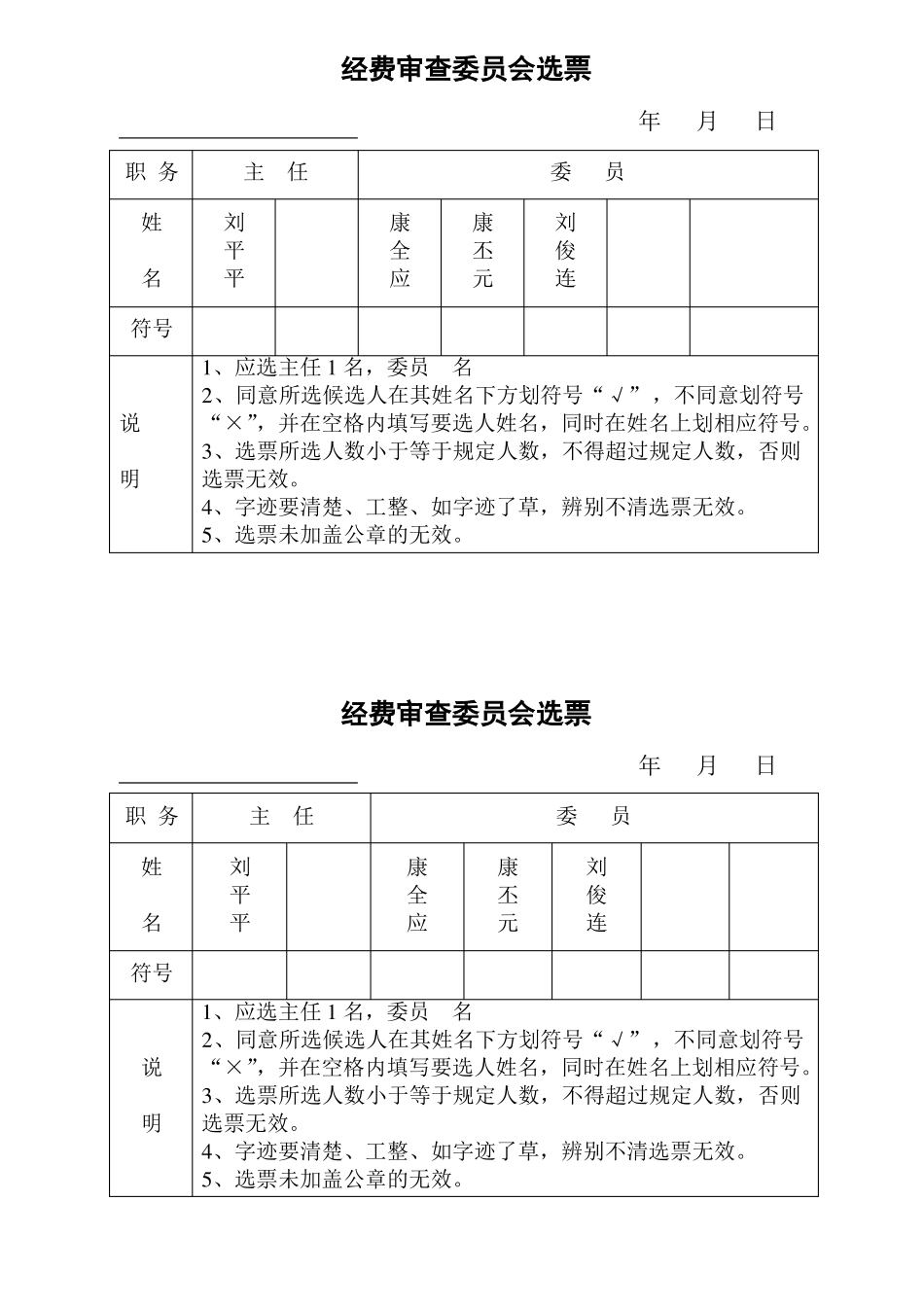 工会委员会委员选票_第2页