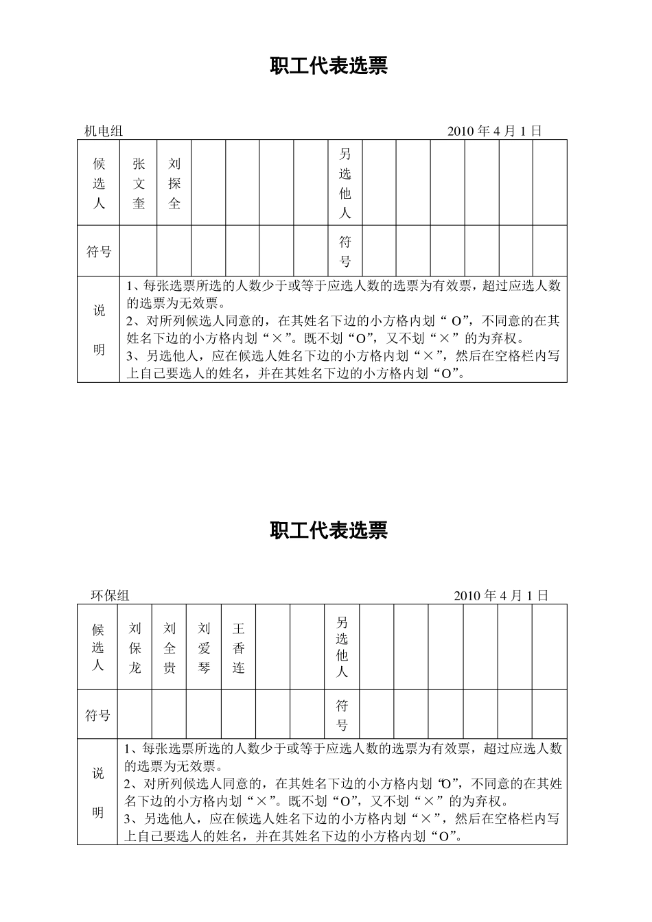 工会委员会委员选票_第3页