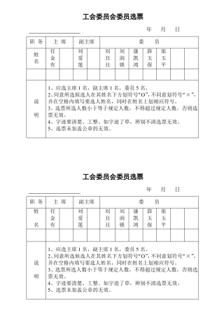 工会委员会委员选票