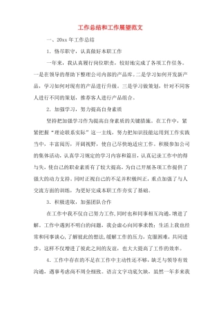 工作总结和工作展望范文