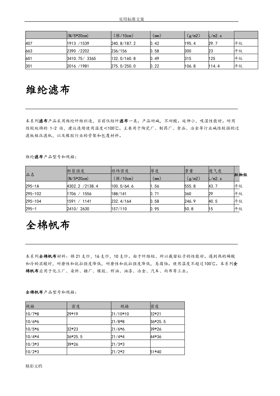 工厂的滤布性能及规格_第3页