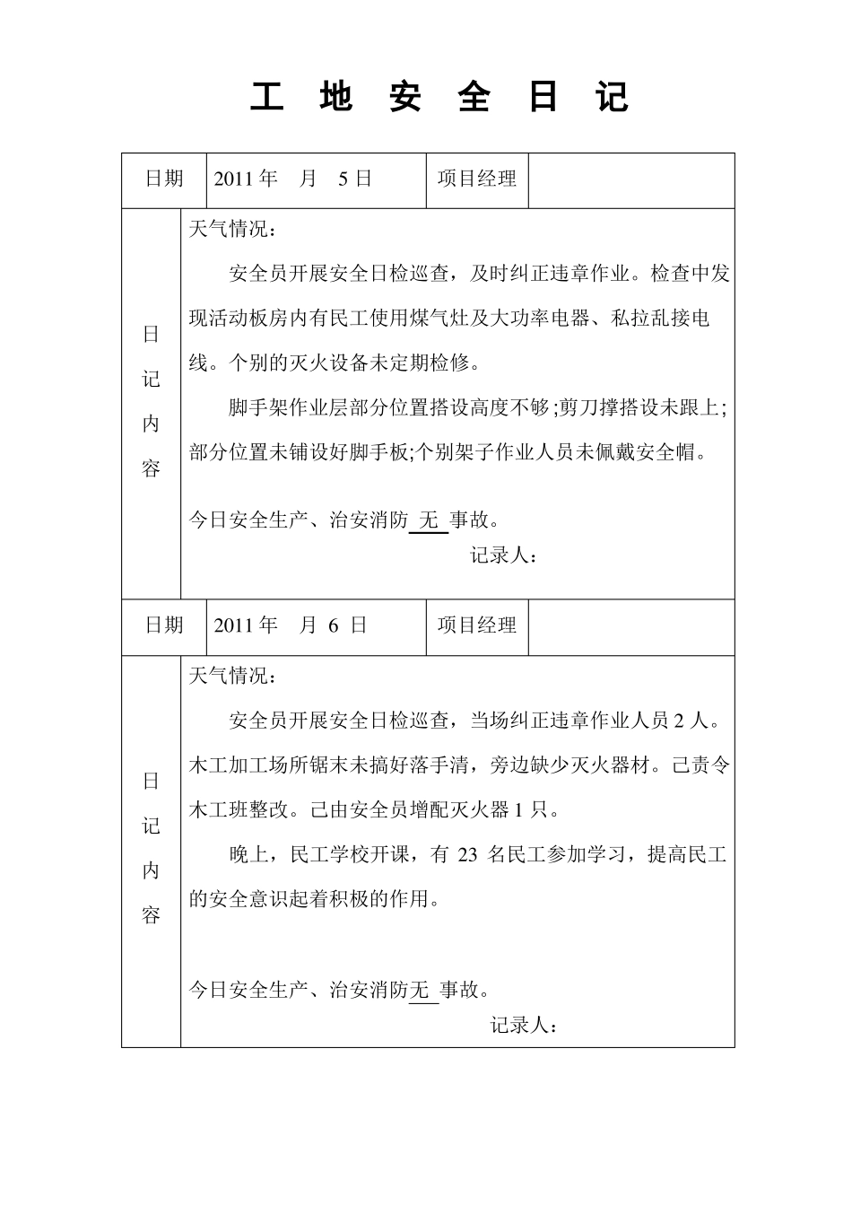 工地安全日记范例_第3页