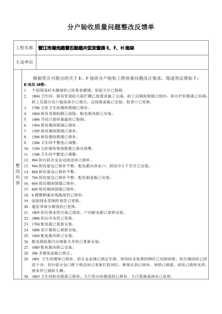 工程分户验收质量问题整改反馈单