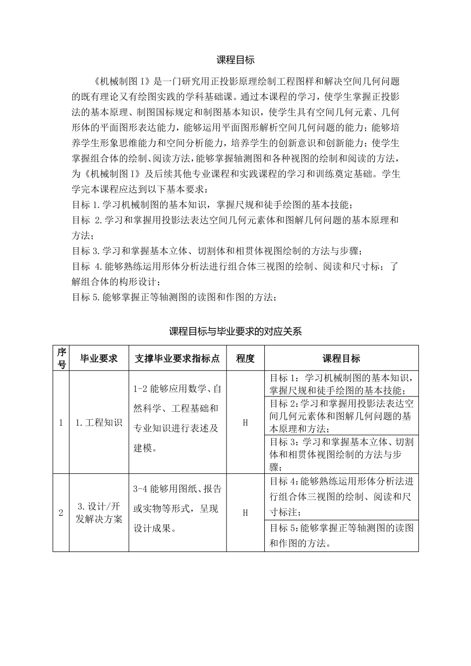 工程认证机械制图I课程教学大纲_第2页