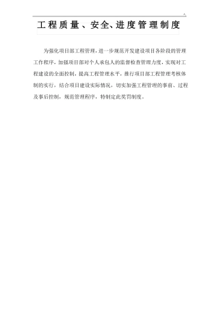 工程质量,安全,进度管理制度
