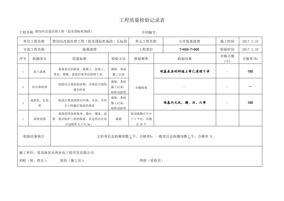 工程质量检验记录表_第1页