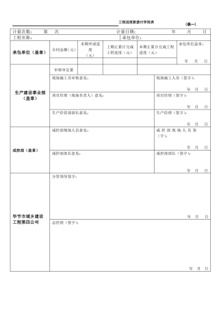 工程进度款拨付报审表