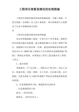 工程项目部紧急情况的处理措施