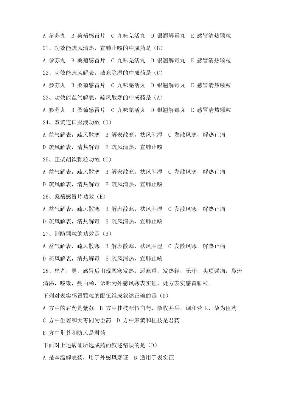 常用中成药试题库_第3页