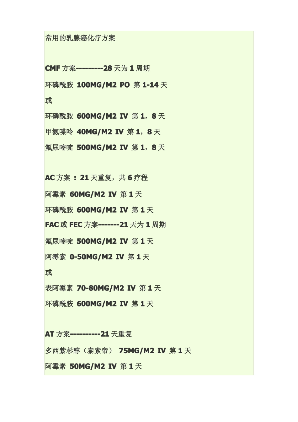 常用乳腺癌化疗的方案_第1页