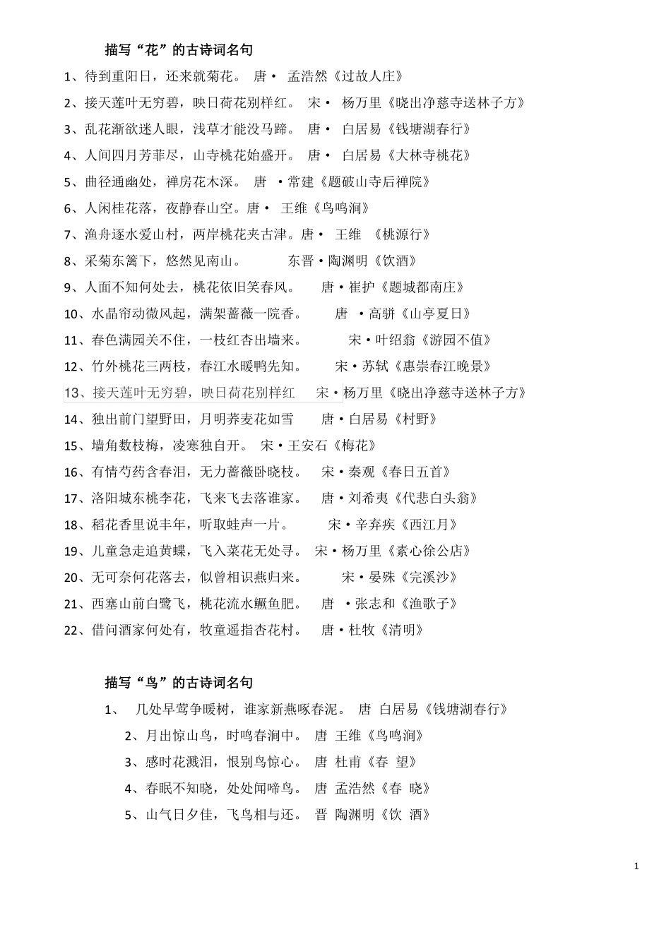 常用古诗词分类_第1页
