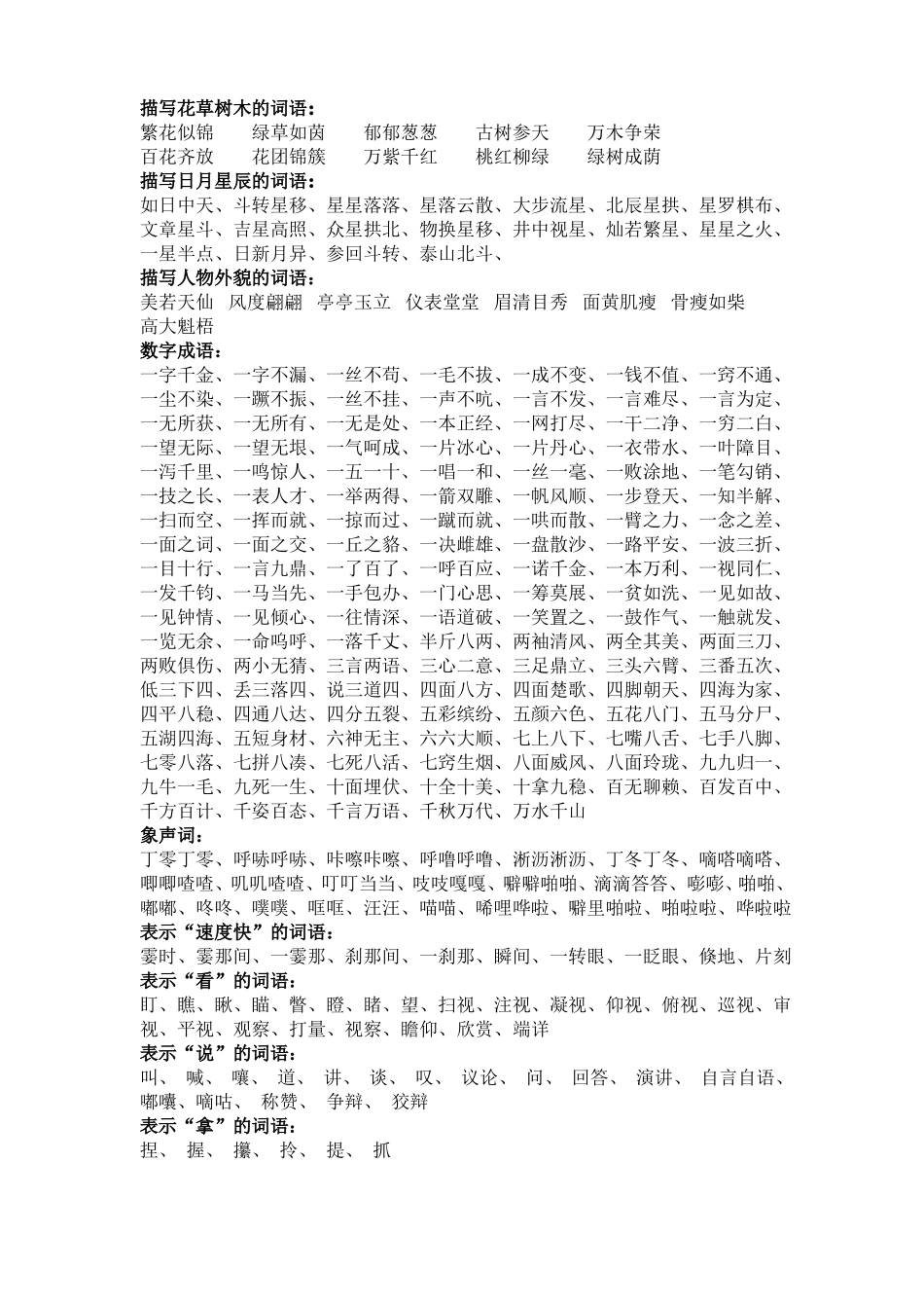 常用四字词语归类_第2页