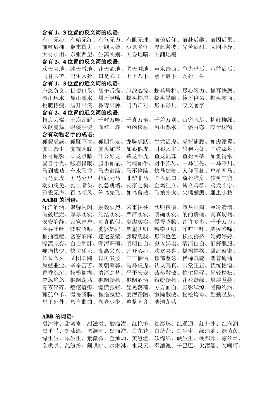 常用四字词语归类_第3页